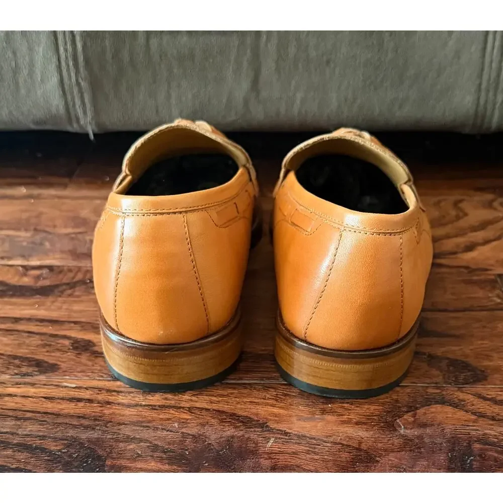 $950 NIB Nettleton Whiskey Leather Timeless Tassel Shoes Slip Ons Loafers 10